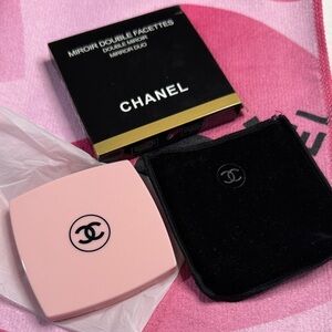 CHANEL Soft Pink Compact Mirror with Black Pouch
